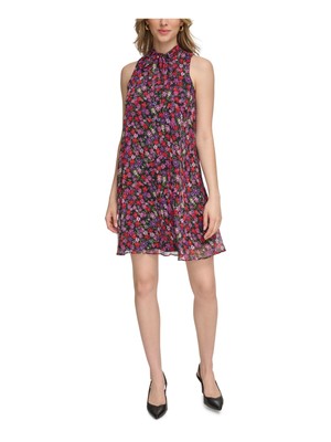 Женское короткое вечернее платье-сорочка CALVIN KLEIN с черным галстуком на подкладке без рукавов 6