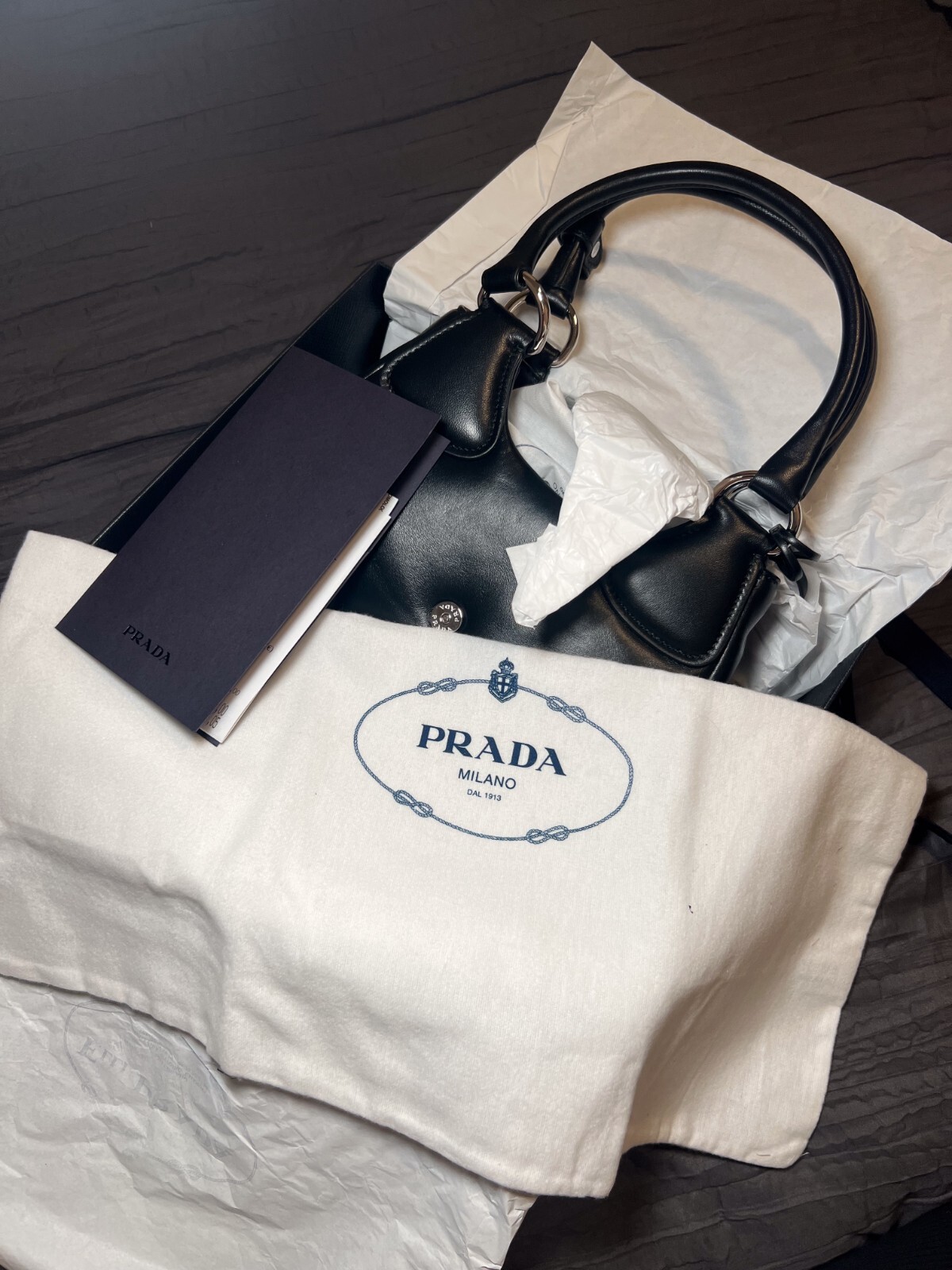 VIP.PRADA Moon Padded Nappa Handbag 関税送料込 LUXURY BLACK BAG - PRADA Moon Padded Nappa-Leather (*BRAND