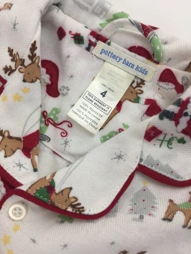 Pottery Barn Kids North Pole 2 Pc Flannel Pajamas Size 4 Christmas Holiday Santa