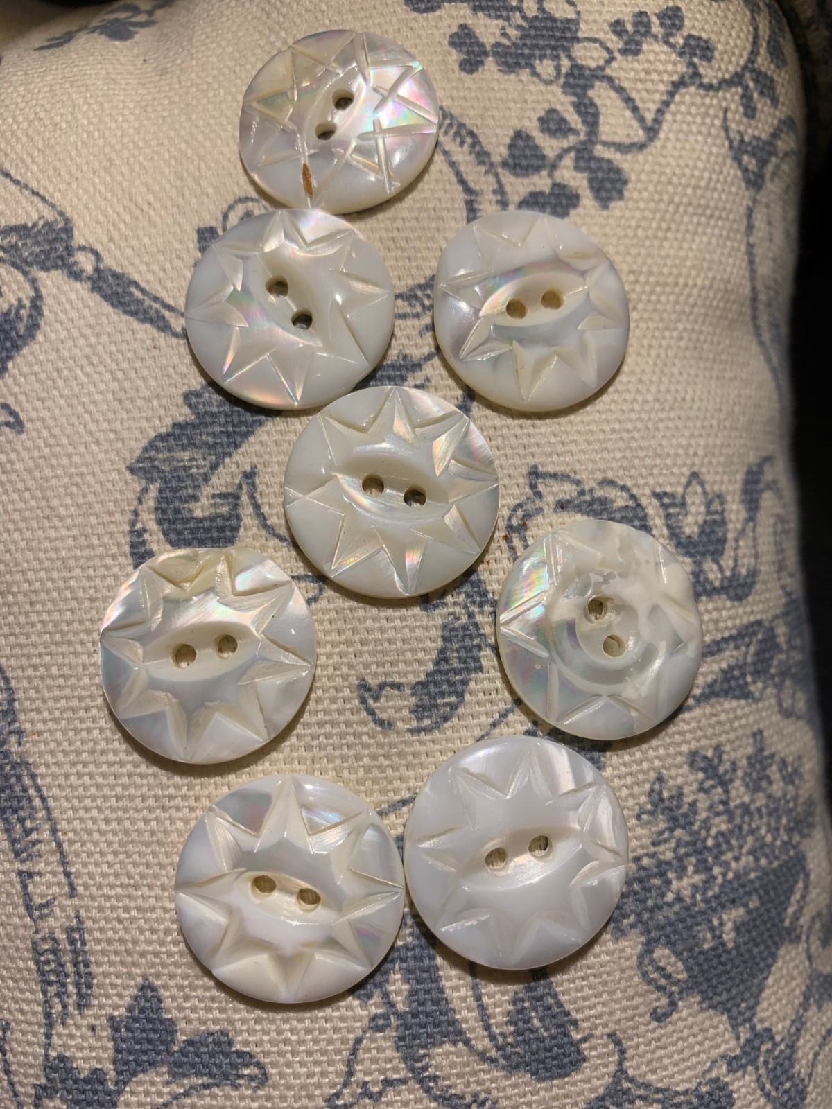 Antique MS River Hand Carved Pearl Buttons 8 pcs-2mm