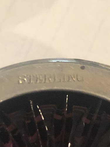 Vintage/Antique Sterling Wrapped Amethyst Glass Open Salt Dip / Salt Cellar