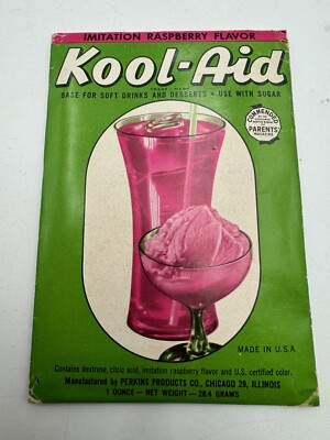 Vintage 1950s Kool-Aid Drink Imitation Raspberry Flavor Package New