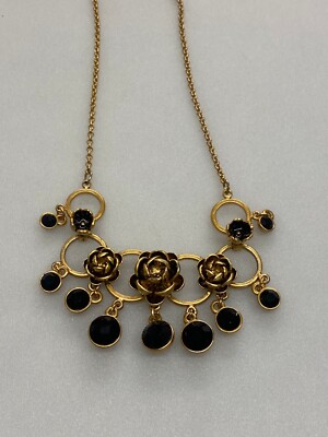 Genuine Pilgrim Danish Design Necklace Roses Black Stone