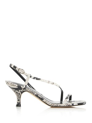 MARC FISHER Womens Black Snake Gove Kitten Heel Leather Slingback Sandal 6.5 M