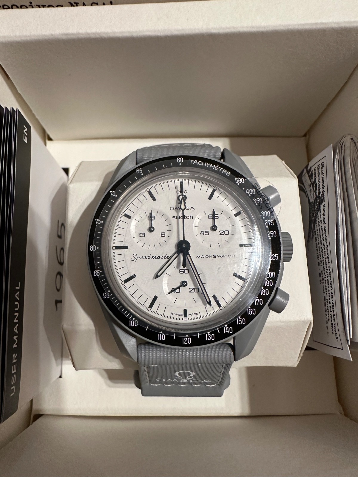 オメガ　swatch (1965 BIOCERAMIC MoonSwatch) Swatch x Omega Bioceramic MoonSwatch 1965 Grey White | eBay