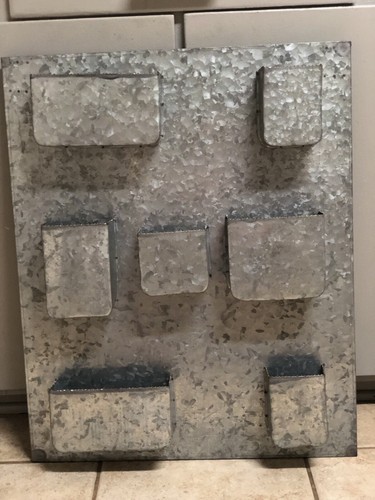 Metal Wall Decor With Pockets, Galvanized, Farmhouse Style