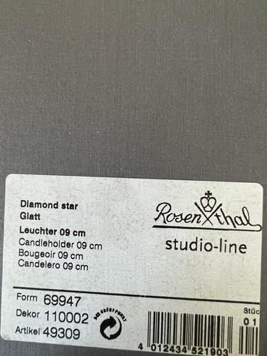 Two, MIB, Rosenthal Studio-Line Diamond Star Candle Holders