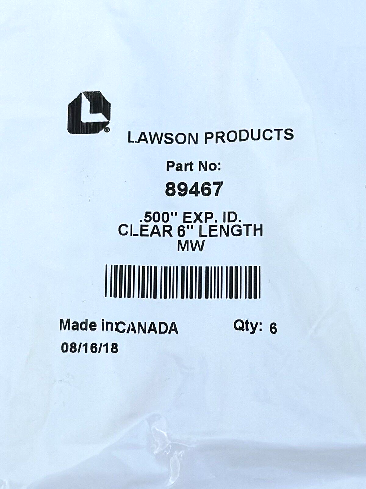 Heat Shrink Tubing 8 to 2 AWG Clear, 6" Length, 2.5:1 Shrink Ratio (Pack of 6)