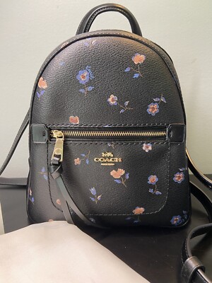 COACH Backpack Purse Andi Vintage Prairie Print Black Multi Floral Flowers NWOT