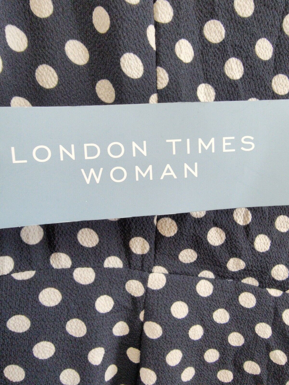 London Times Plus Polka-Dot Crepe Jumpsuit Women's 16W Navy/White Surplice Neck - Picture 16 of 17