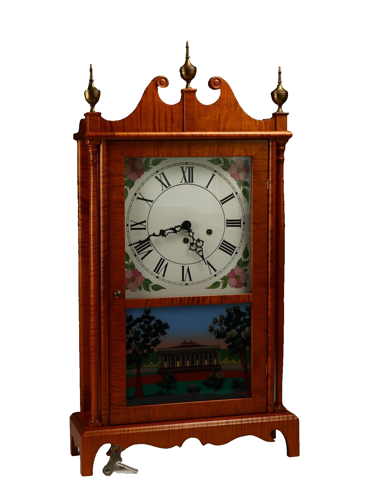Bench Made Tiger Maple Federal Style Mantle Clock by Ira Lesher