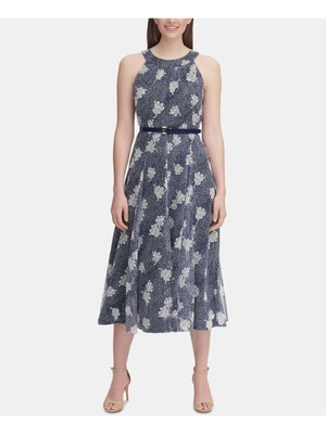 

TOMMY HILFIGER Женское темно-синее платье-футляр без рукавов с лямкой на шее ниже колена на подкладке, Navy