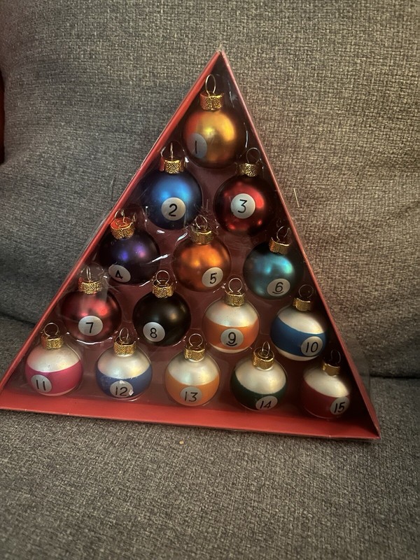 Glass Pool Ball Billiard Ornaments Set Of 15