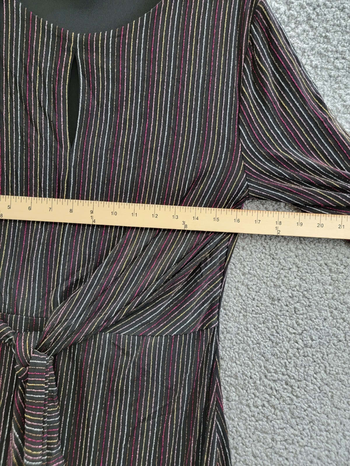 French Connection Paula Keyhole Midi Dress Women's XL Blackout Multi Round Neck - Picture 6 of 16