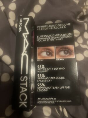 MAC MACStack Black Mega Mascara with Superstack Mega Brush Full Size New in Box