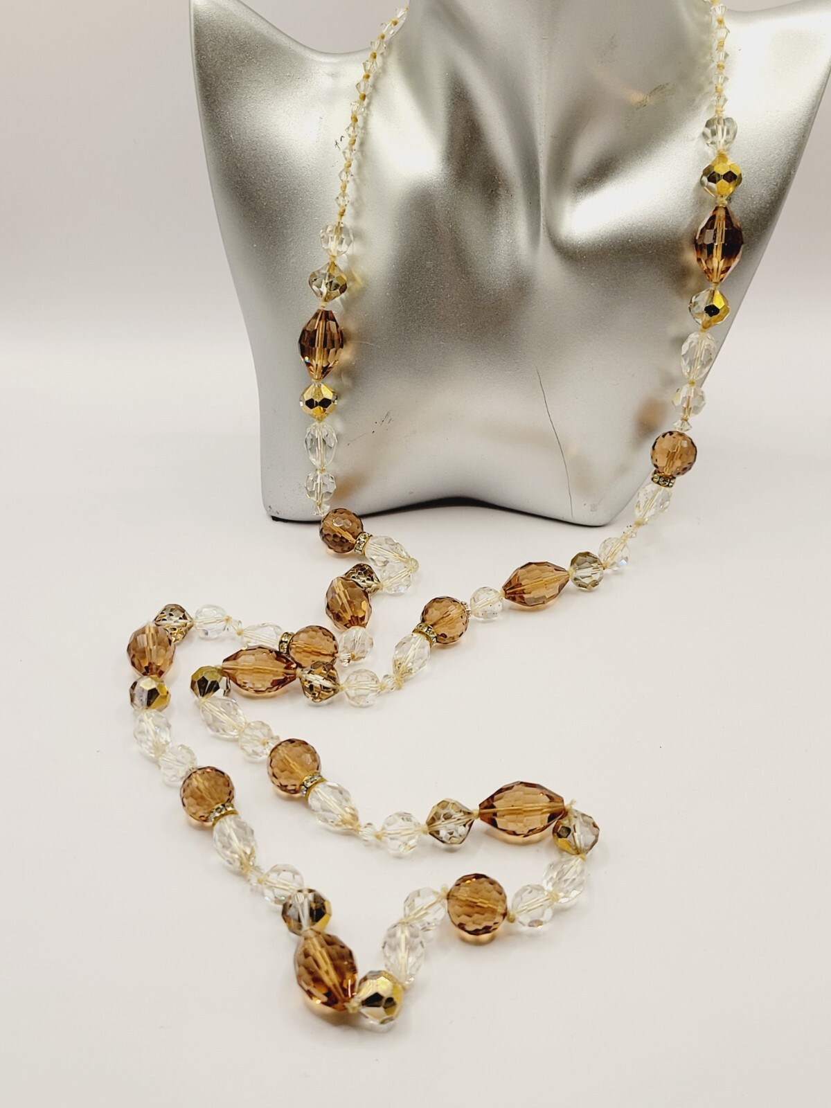 Heavy Faceted Art Deco Rock Crystal & Rhinestone Rondel