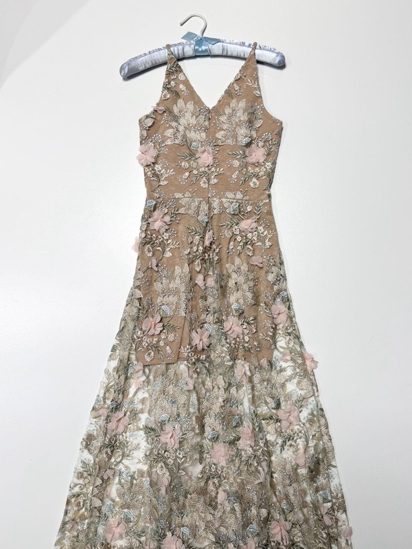 Dress the Population Sidney 3D Floral Gown Size XXS romantic florals,