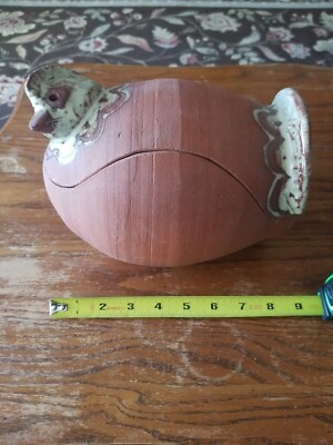 Chicken Shaped Cooker Oven Roaster Covered Dish Pottery w/Recipe Artisan Unique