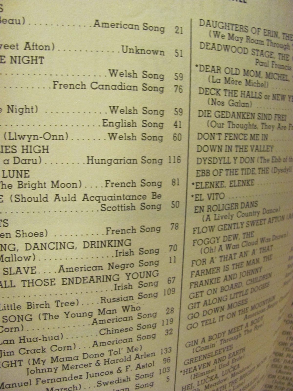109 FOLK SONGS AND BALLADS--SHEET MUSIC