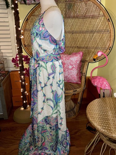 Pre-owned Lilly Pulitzer Tiera Maxi Dress Best Kept Secret ? Size M No Sash In Multicolor