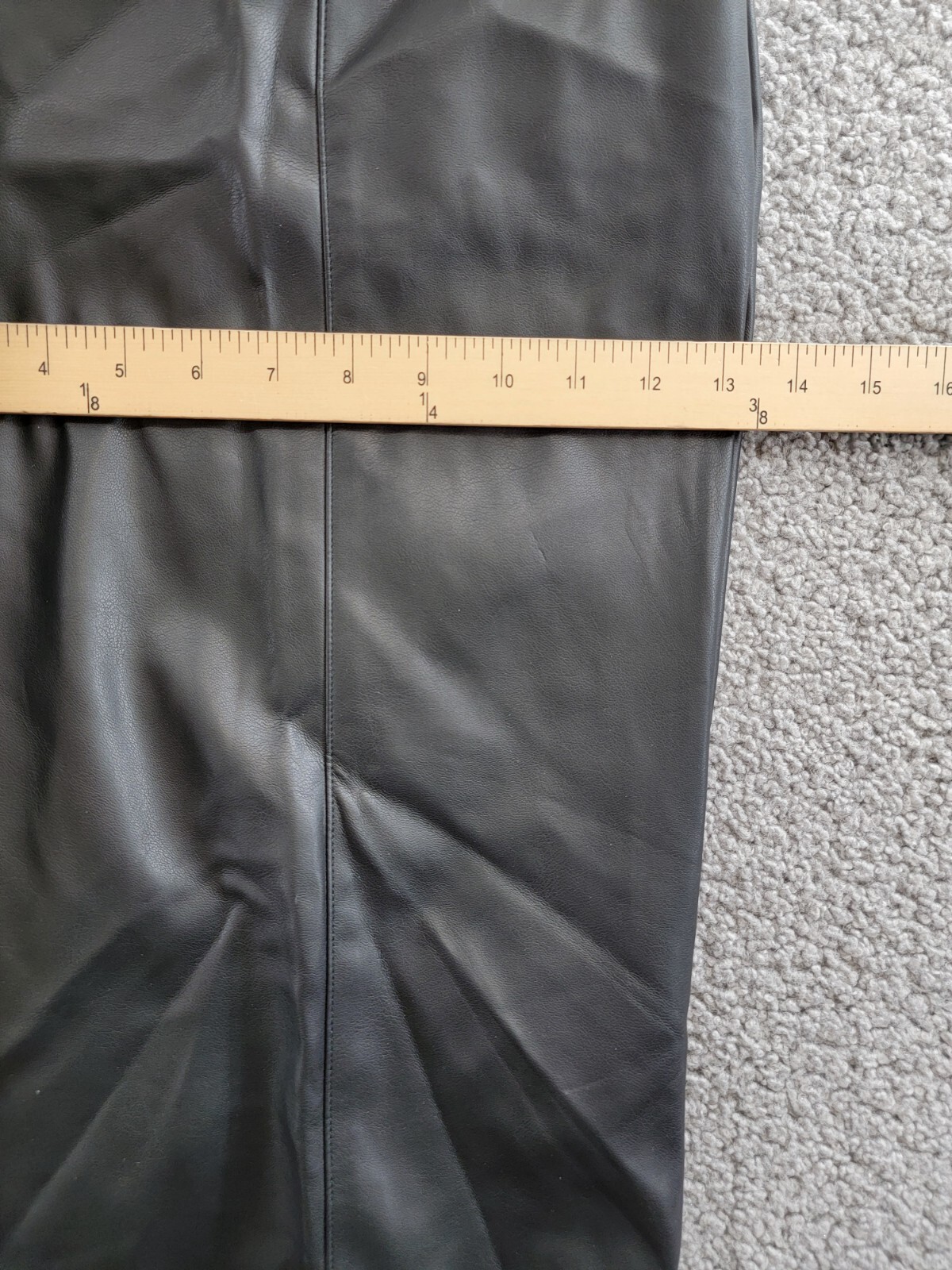 BCBG NEW YORK Faux-Leather Cropped Pants Women's 10 Black Slash Pockets Pull On - Picture 10 of 17