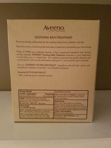 Aveeno Soothing Bath Treatment Colloidal Oatmeal 8 Single Use Packets Exp 03/20