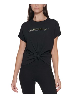 

DKNY SPORT Женская черная футболка с круглым вырезом и короткими рукавами с логотипом, Черный