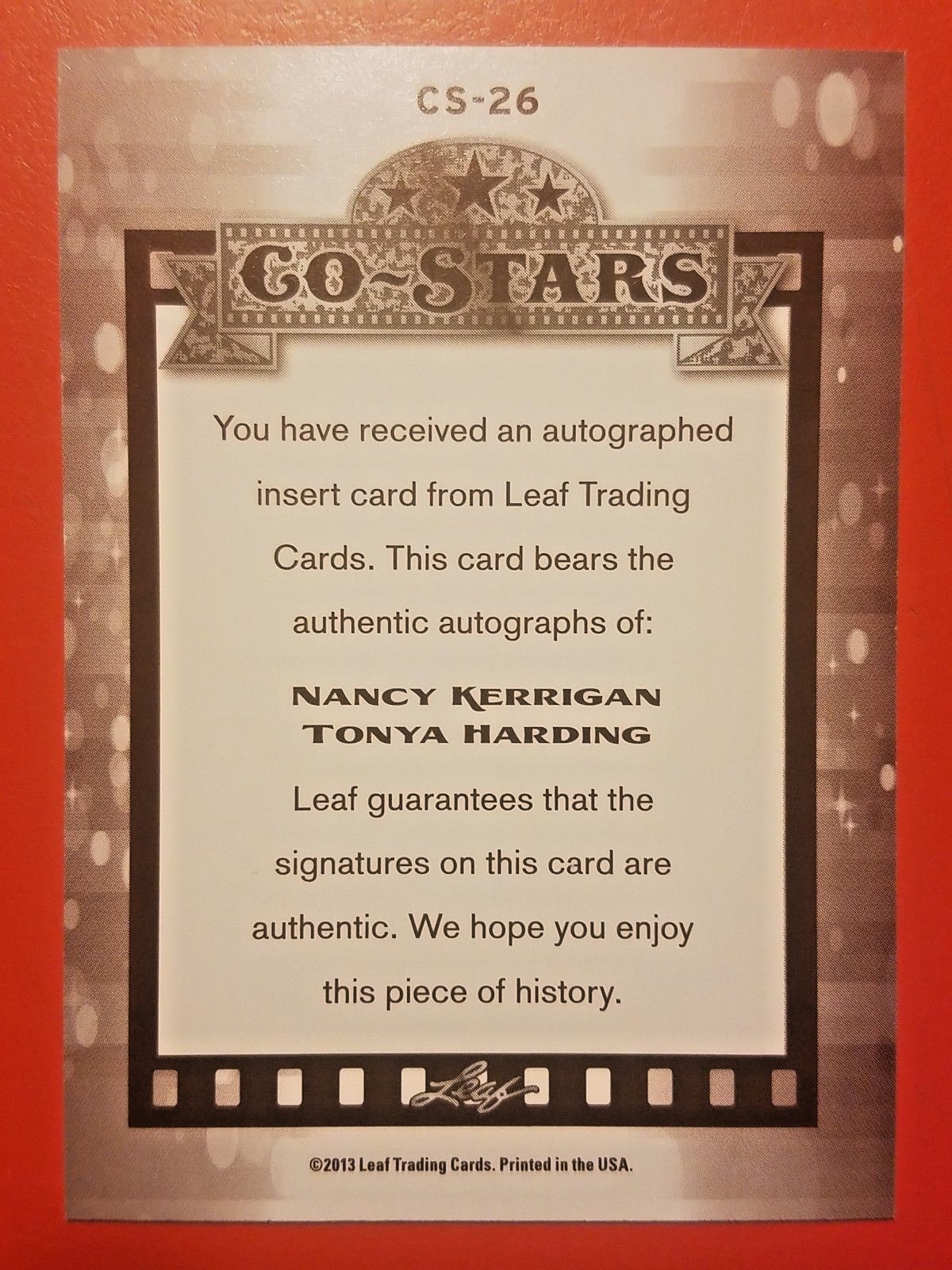 TONYA HARDING / NANCY KERRIGAN Signed OLYMPIC SKATING DUAL LEAF Autograph Card
