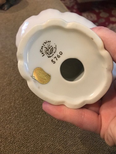 Vintage Lefton China Hand Painted Oval Gold Trimmed Soap Dish Trinket (MA)