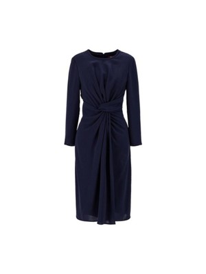 

MAXMARA Женское темно-синее платье-футляр длиной выше колена на подкладке спереди с длинными рукавами, Navy