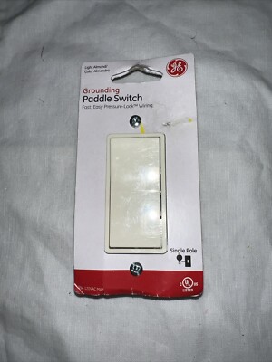 GE Grounding Paddle Rocker Switch Single Pole Light Almond 18269 