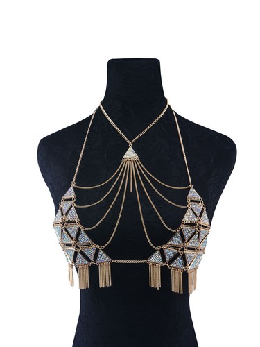 Gold Rhinestone Leaf Feather Slave Chain Link Flexible Rings