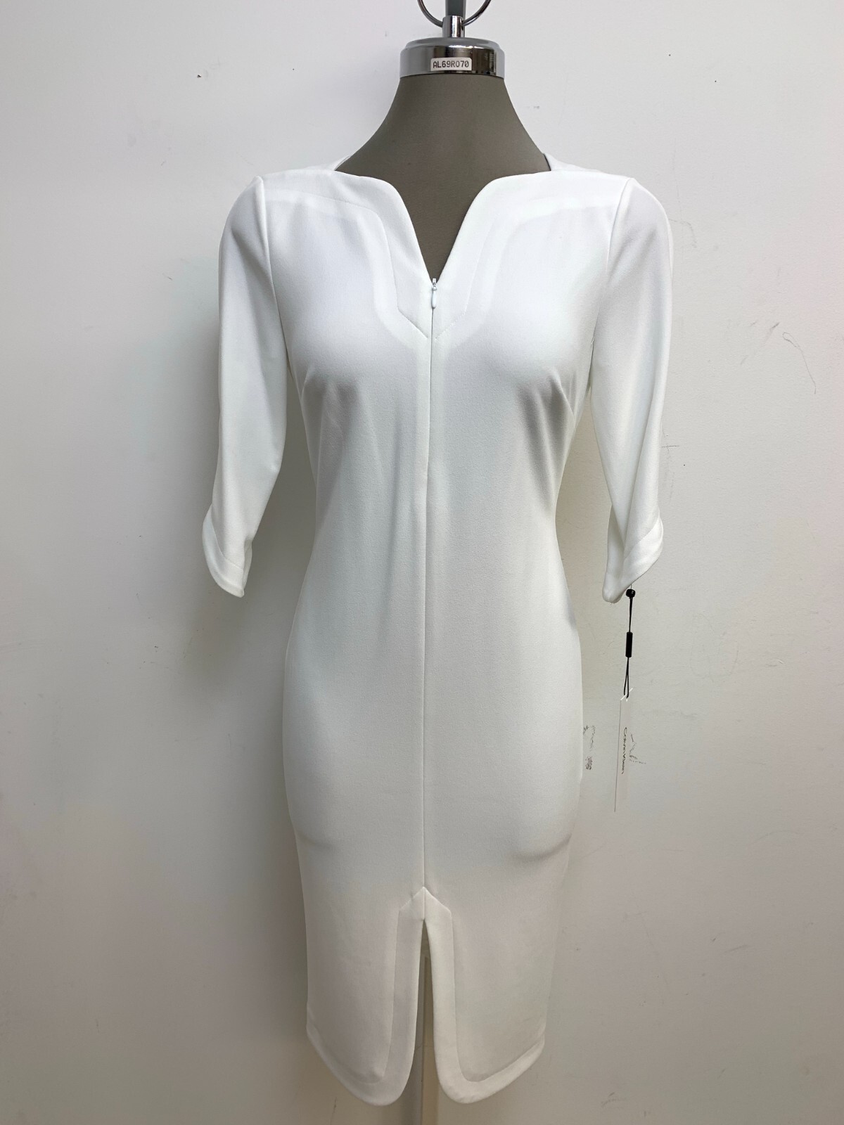

Calvin Klein NWT Белое кремовое платье-футляр с рукавом 3/4, женское, размеры 2, 4, Белый
