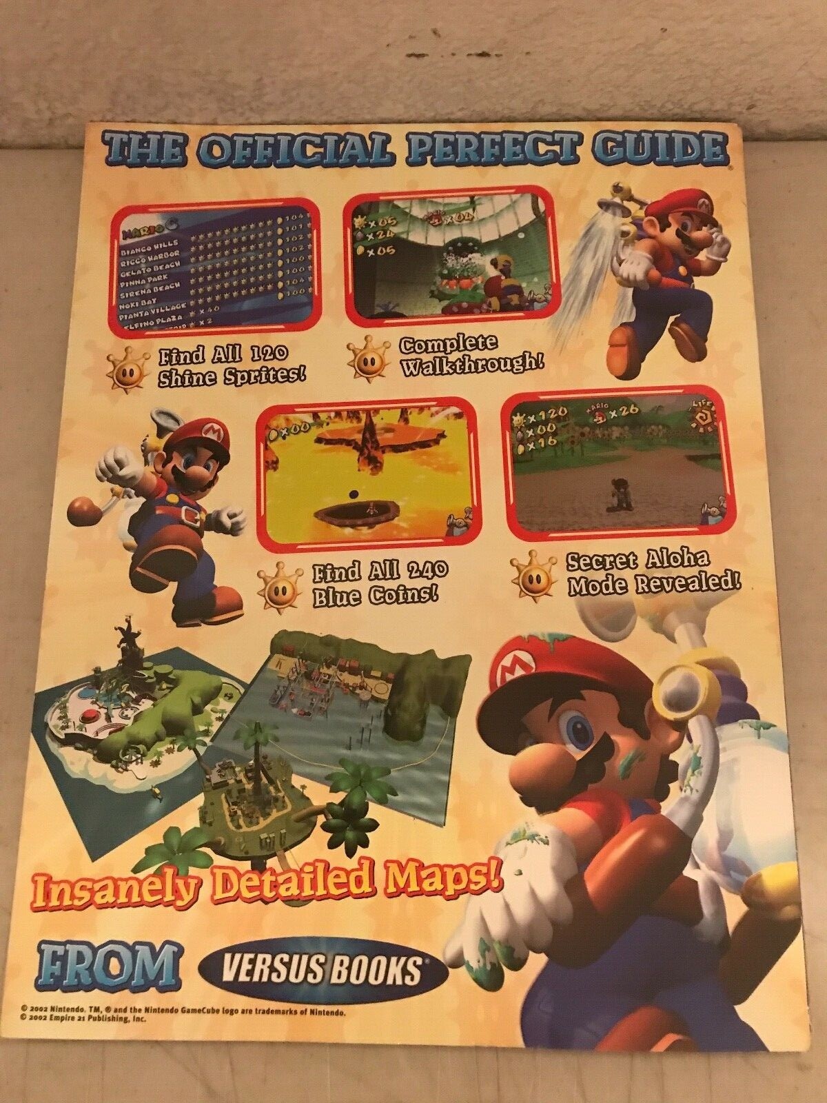 SUPER MARIO SUNSHINE Strategy Guide W/ Poster Attached