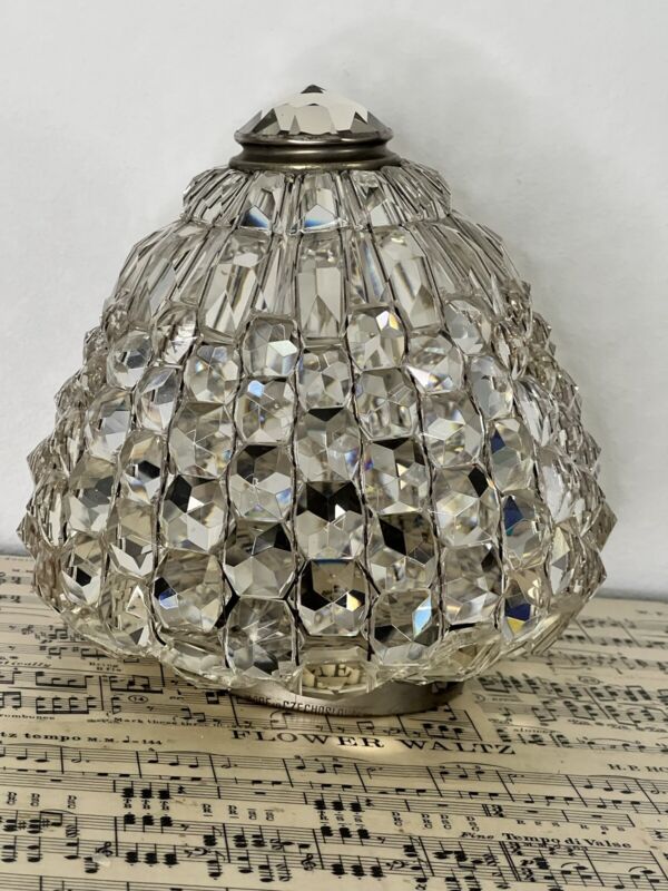 Antique Faceted Czech Crystal Bead Chandelier Sconce Light Cover Shade 