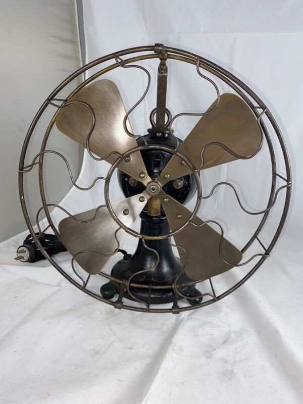 Gorgeous Original Finish 1897 Brass Blade And Cage Sprague Lundell DC Fan.