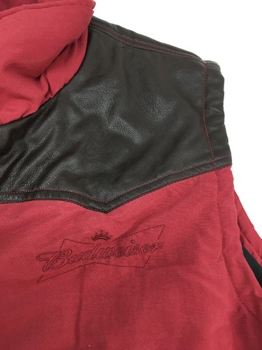 Vintage Budweiser Red Vest Mens XL Red with Brown Shoulders