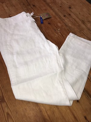 JOULES Monaco White Linen Trousers Sz 