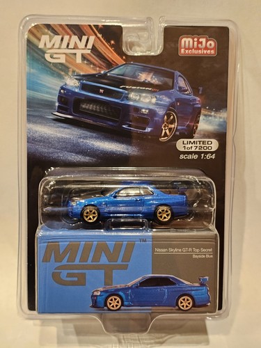 ミニカー MINI GT Nissan Skyline GT-R Bayside Blue MINI GT 1:64 Nissan Skyline GT-R R34 Top Secret Bayside Blue