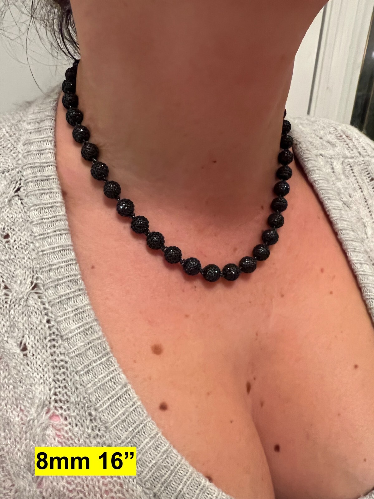 Pre-owned Harlembling Black Moissanite Ball Chain - Black Rhodium Over 925 Silver - Shambala Necklace