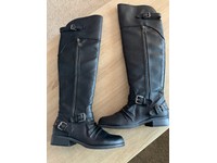guess black thigh high boots