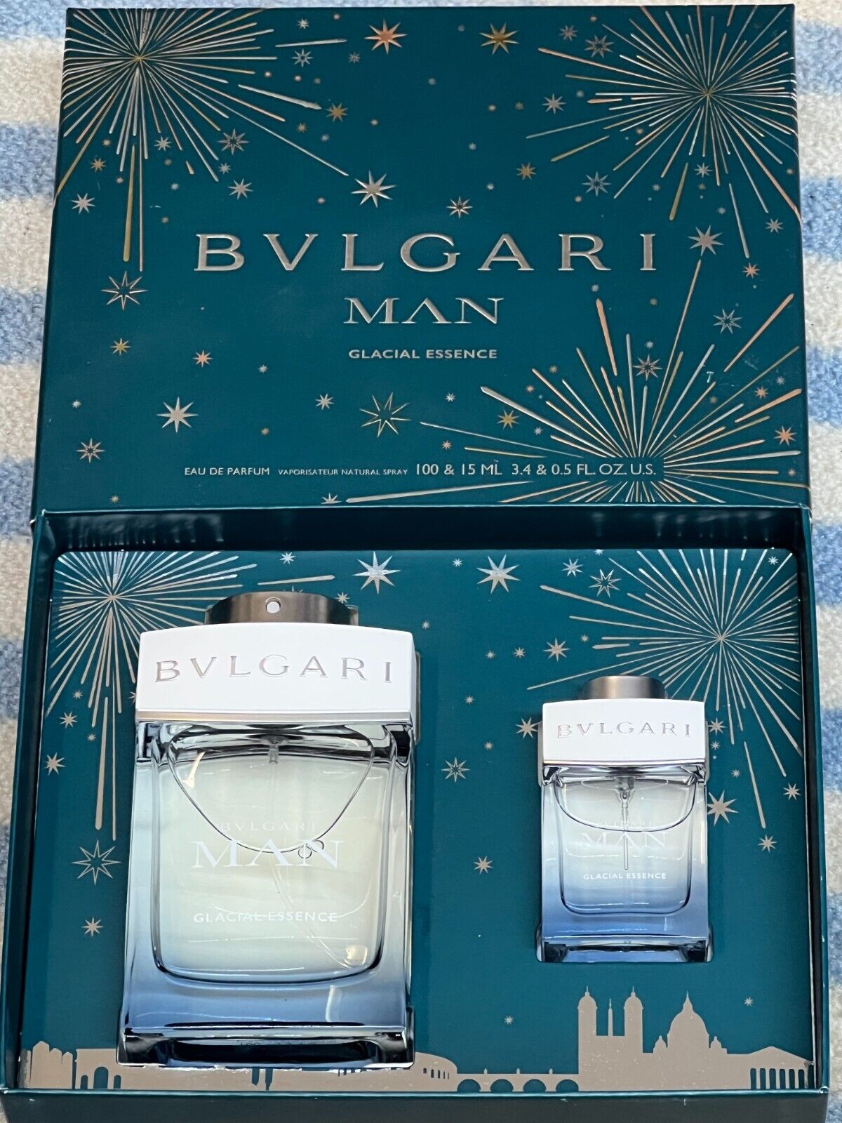 BVLGARI MAN GLACIAL ESSENCE GIFT SET - 3.4 OZ/100 ML+0.5 OZ
