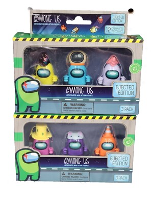 Set of 2 - Among Us 3pc Articulated Mini Figures EJECTED EDITION 2023, 6 Figures