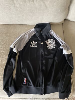 Vintage Adidas Y2K Brooklyn NY Nets tracksuit jacket S black grey NBA Basketball
