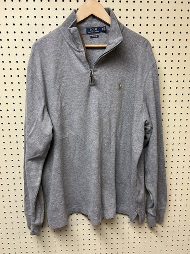 Polo Ralph Lauren Men's Gray Cotton Pullover 1/4 Zip Sweater