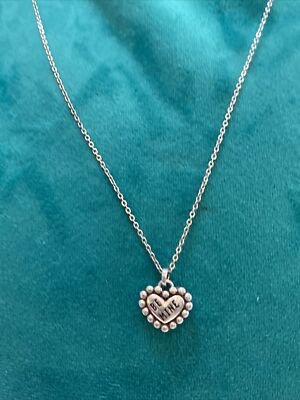 Brighton Heart Love Be Mine Petite Mini Silver Reversible Necklace NWOT $38