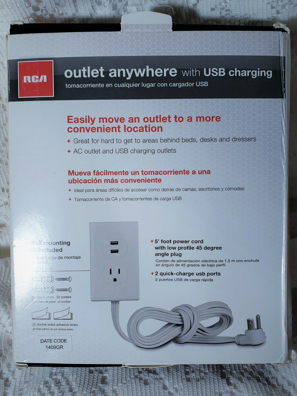 RCA Outlet Anywhere with 2 USB Ports PWA2USB6Z Electrical Outlet