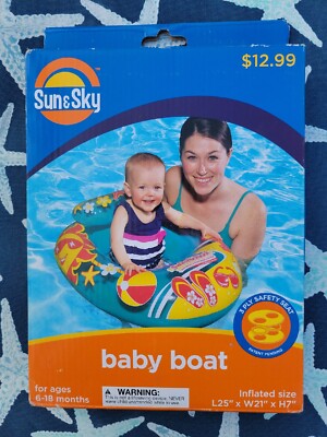Sun & Sky Inflatable Baby Boat Tube Pool Float Blue