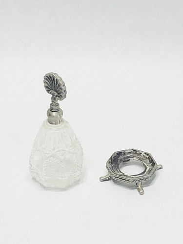 ABC Dist. Vtg Glass Perfume Bottle w/Orig. Metal  Stand Stopper