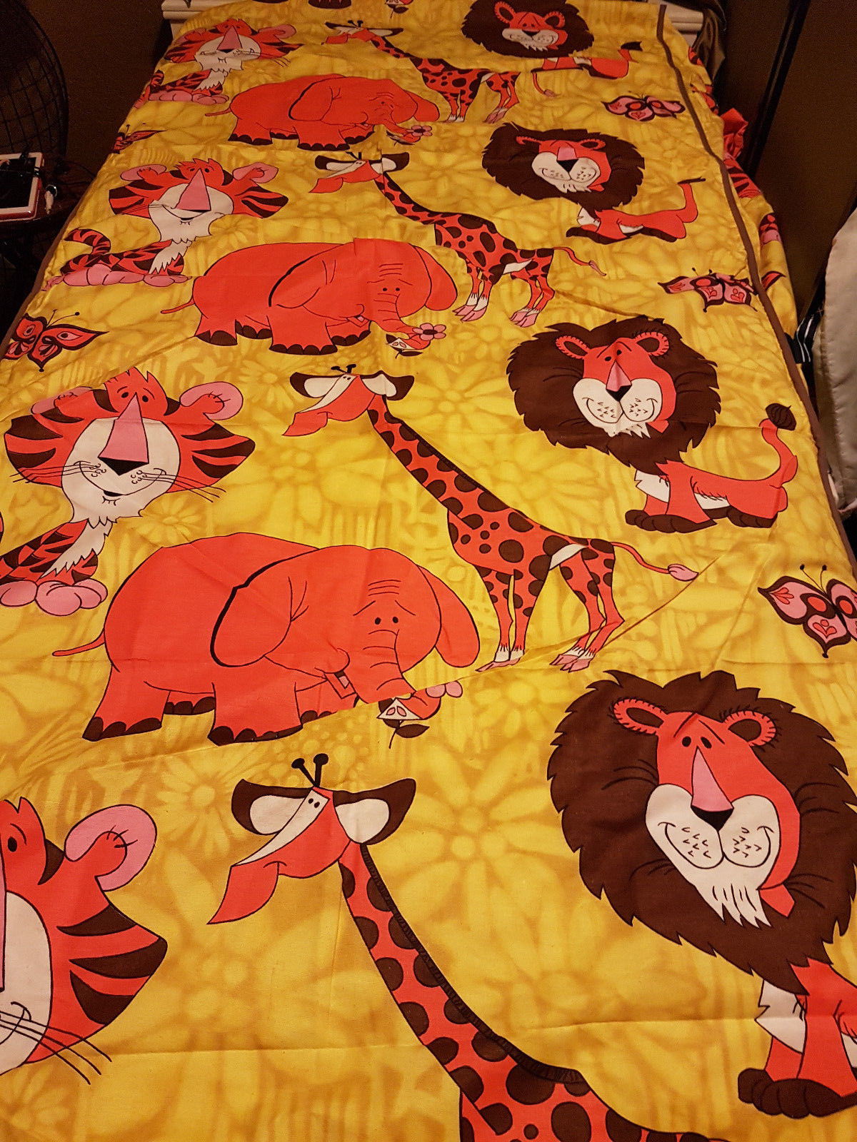 Very Rare Kids Original Design 1973 Oxford Drapery Co Jungle Pal's Twin Spread